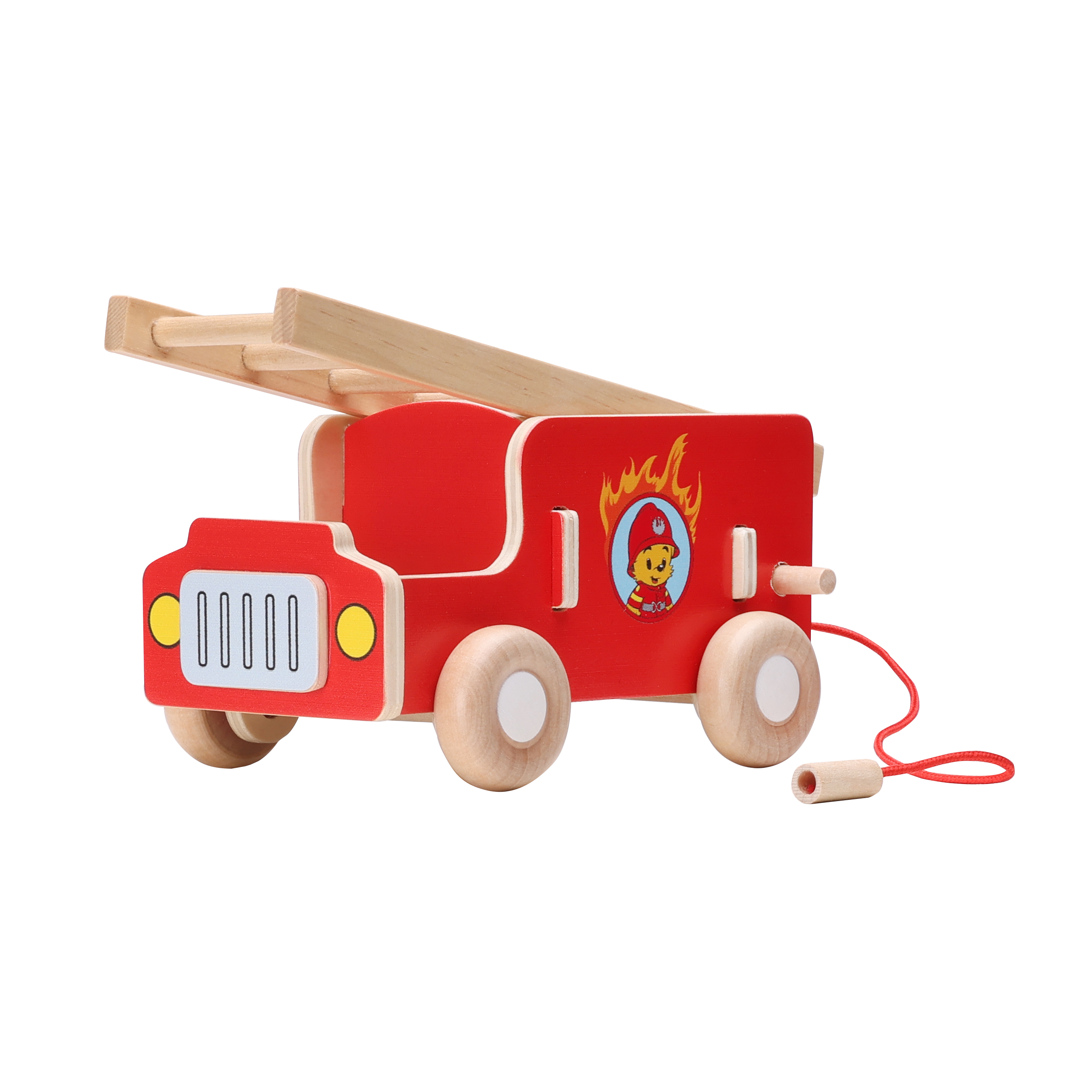 Lekvärldar bamse leksaksbil brandbil i trä